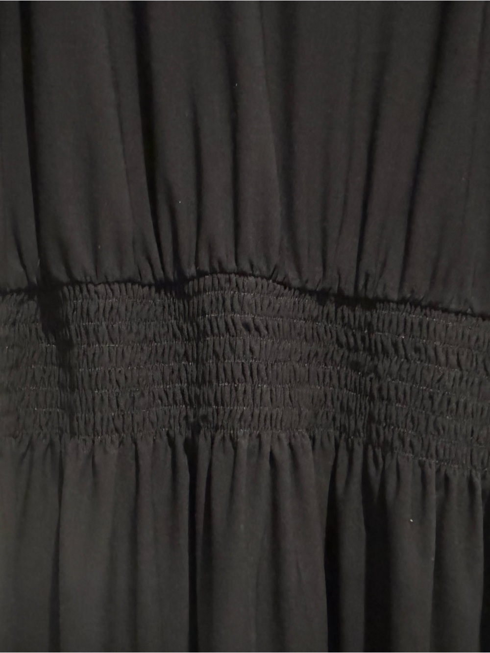 White House Black Market Black V‑Neck Smocked-Waist Dress - Picture 2 of 5